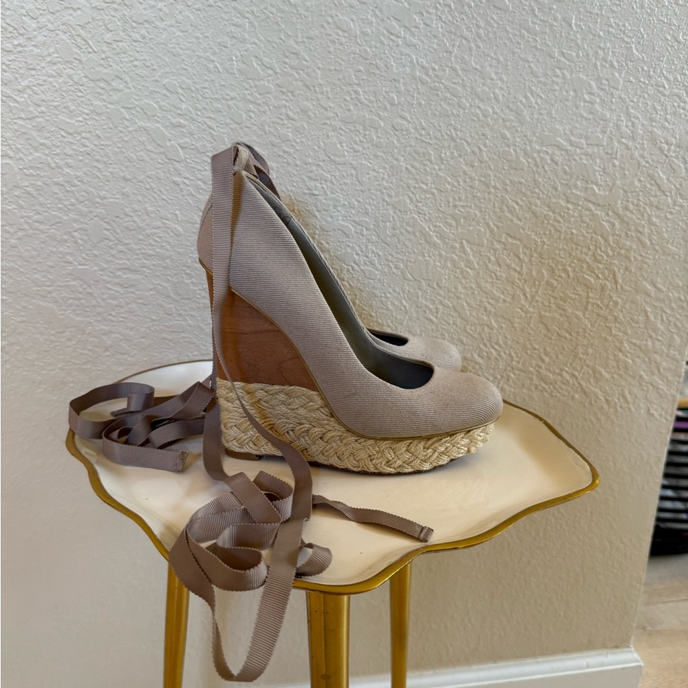 BCBGMaxAzria Cream Espadrille Wedge Shoes